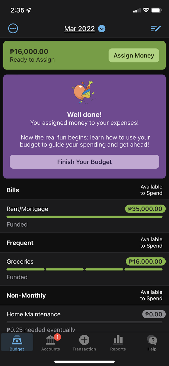 finish your budget screenshot