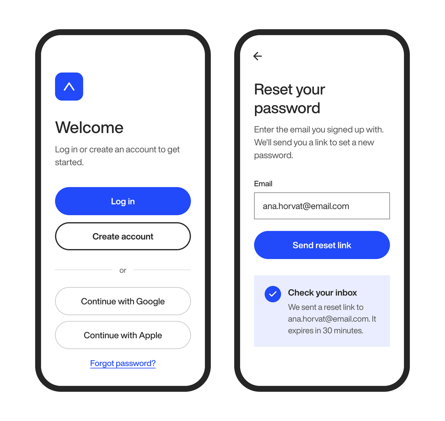 Mobile app login screen mockup