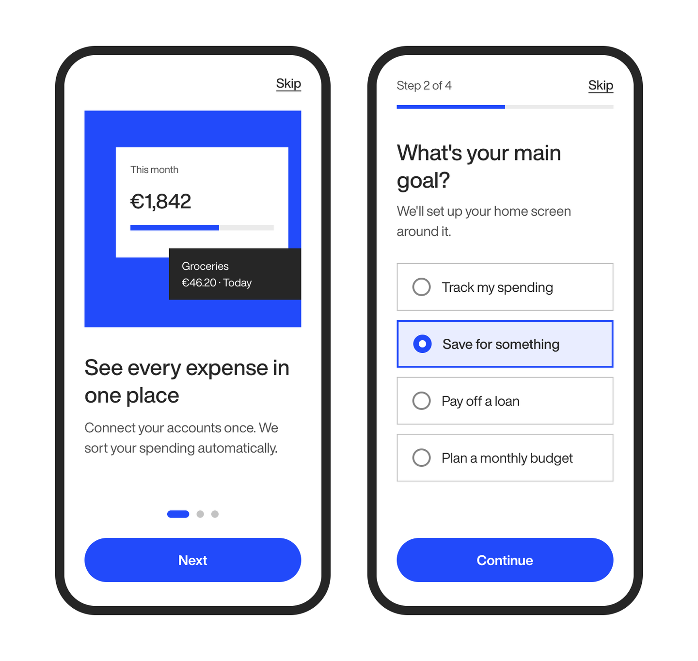 App onboarding screens