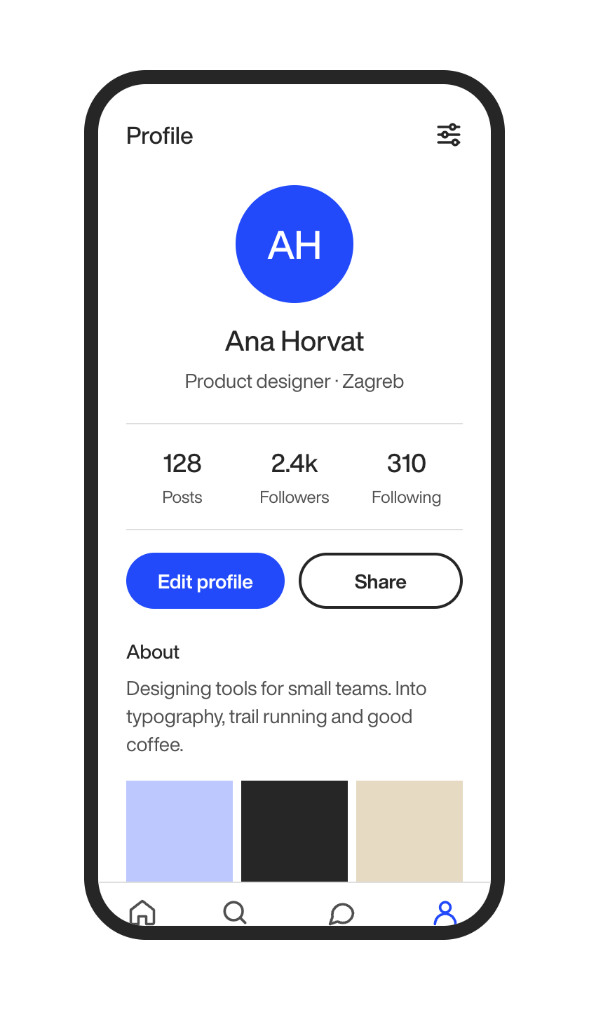 App profile screen