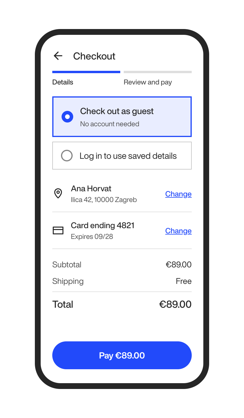 App checkout screen