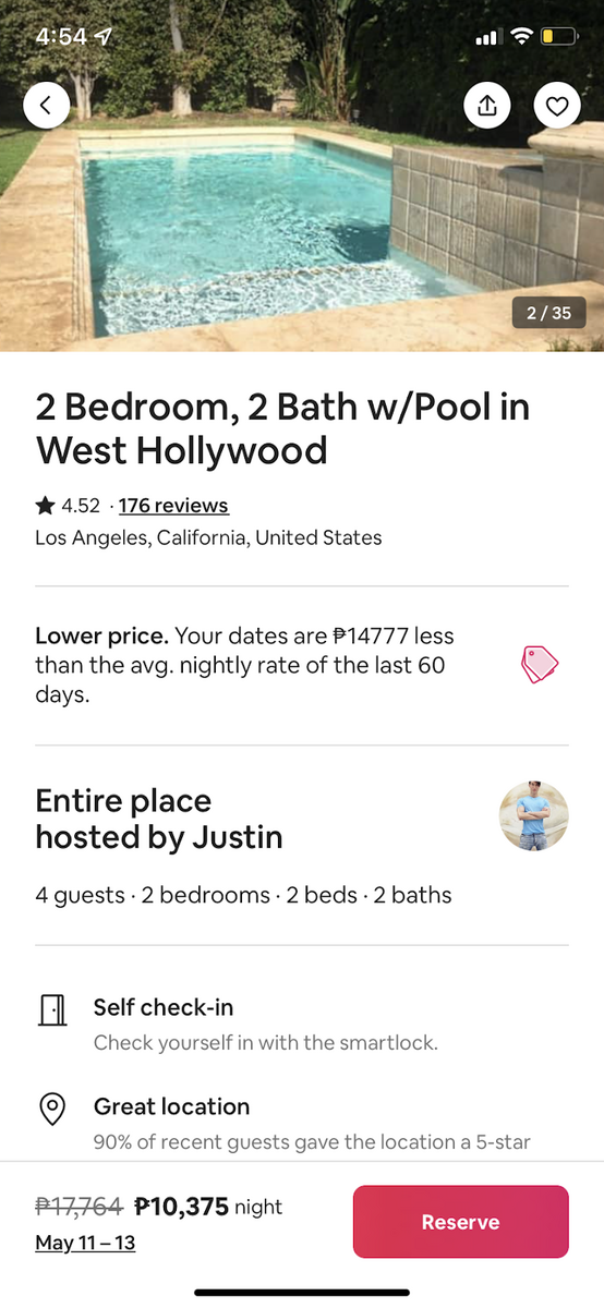 Airbnbs rental page
