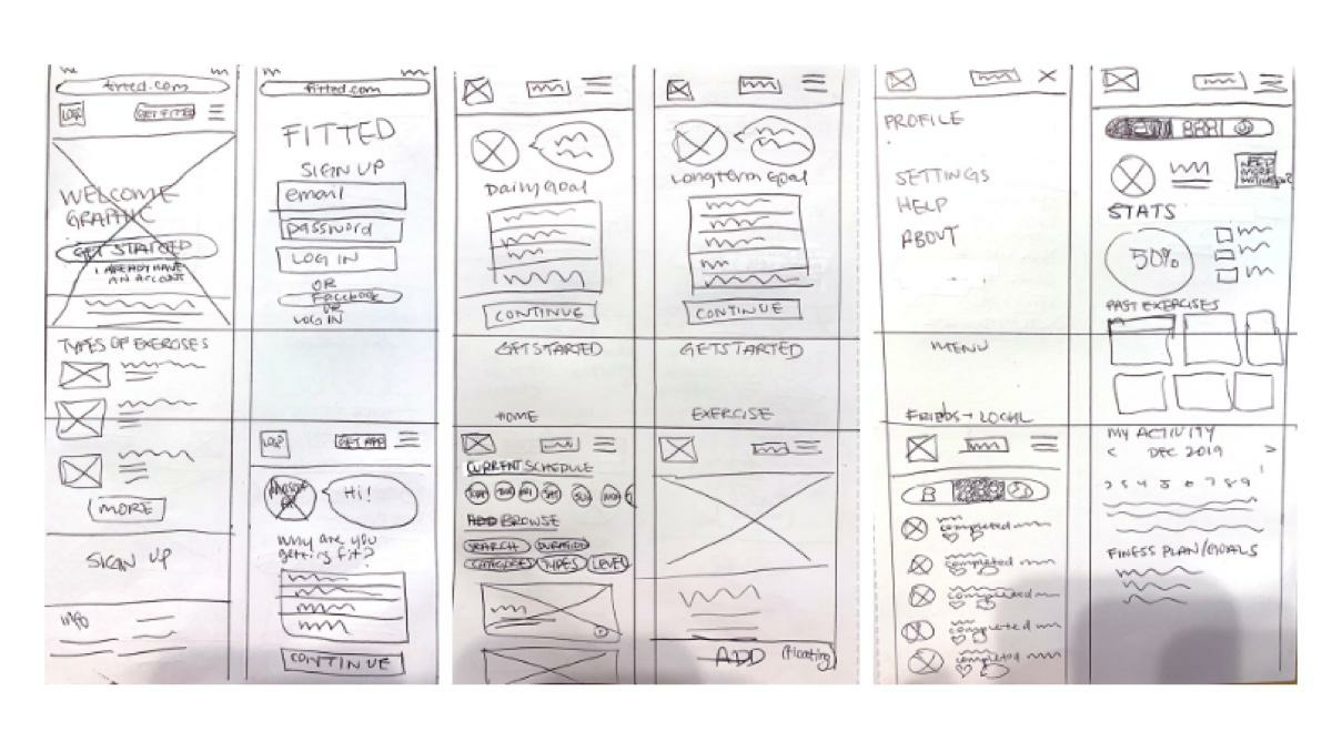 Initial sketches for the Fitted app