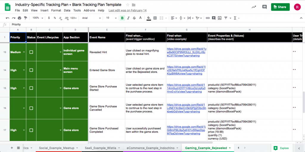 Practico Mobile Tracking Plan Template