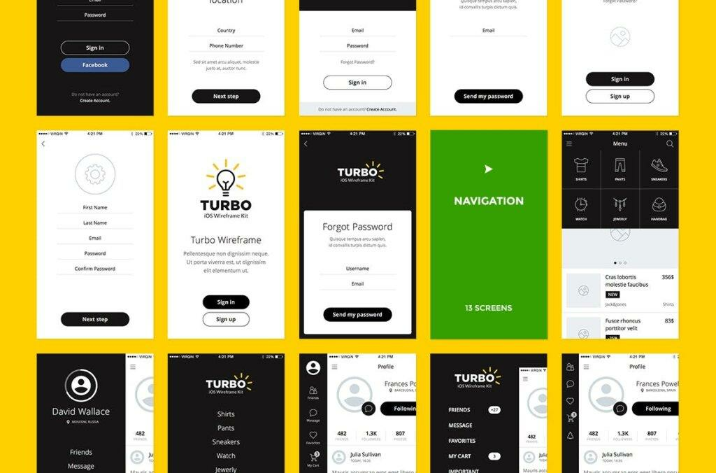 Turbo iOS Wireframe Kit from UIGarage