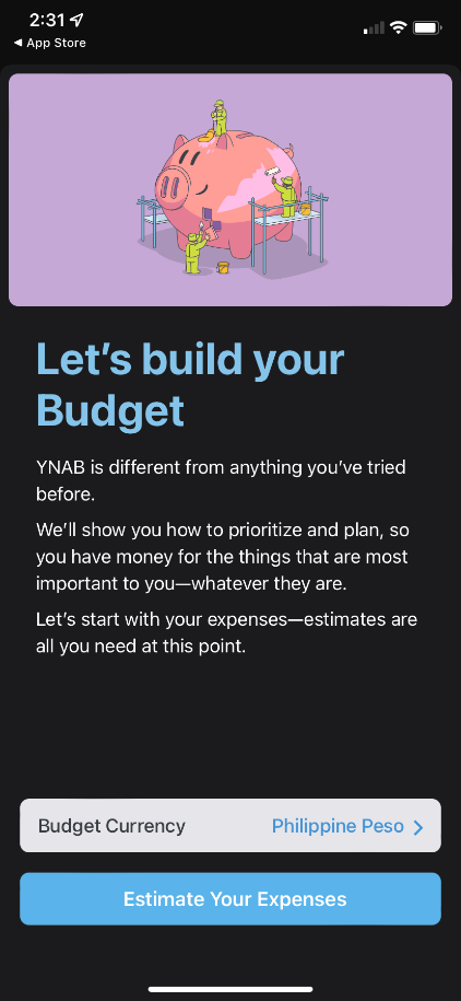 lets build your budget screenshot