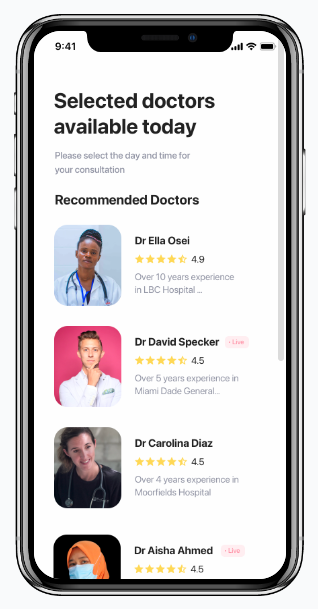doctor booking app prototype 3
