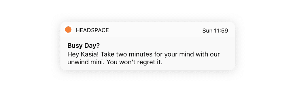 push messages example headspace