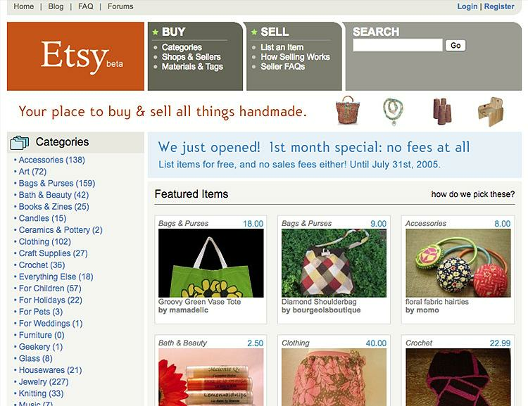 Etsy Old Webpage Design