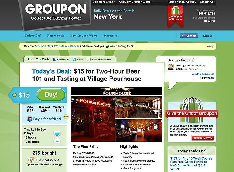 Groupors old website design