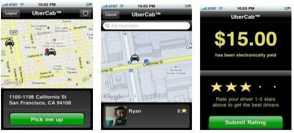 Ubers earlier app screens
