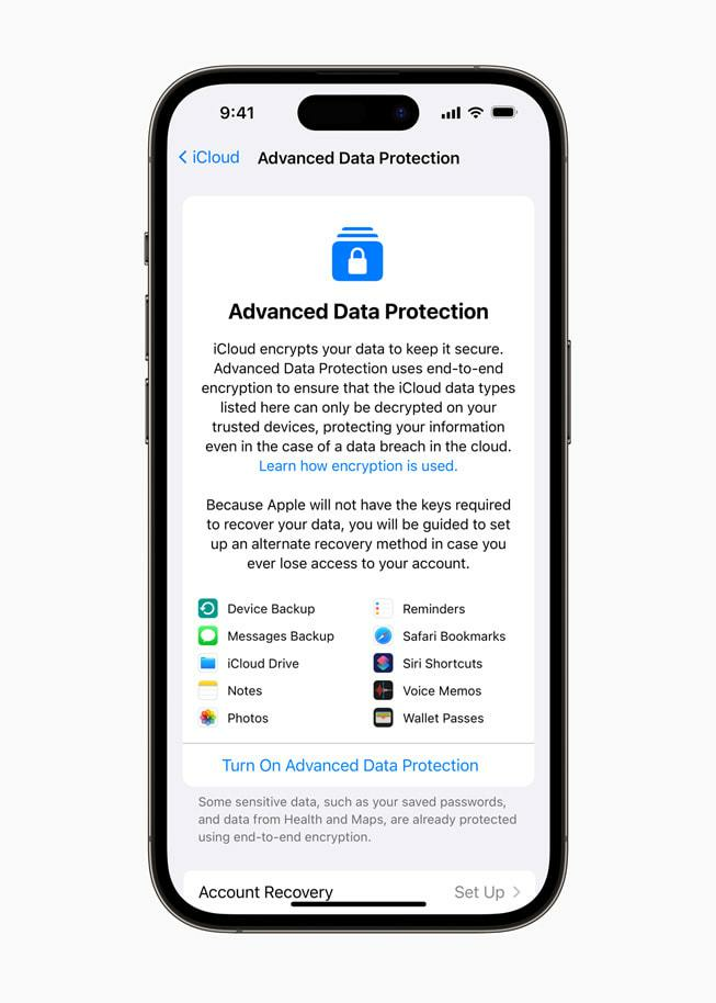 Advanced Data Protection for iCloud on iPhone 14 Pro