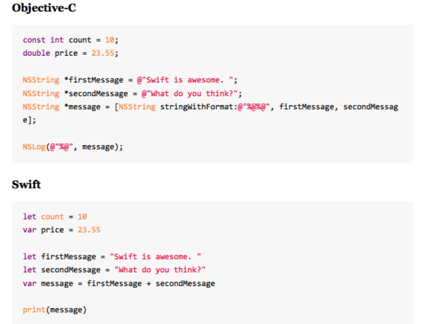 Swift vs Objective-C syntax