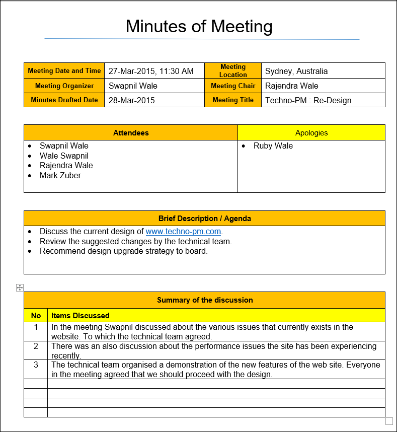 meeting minutes example