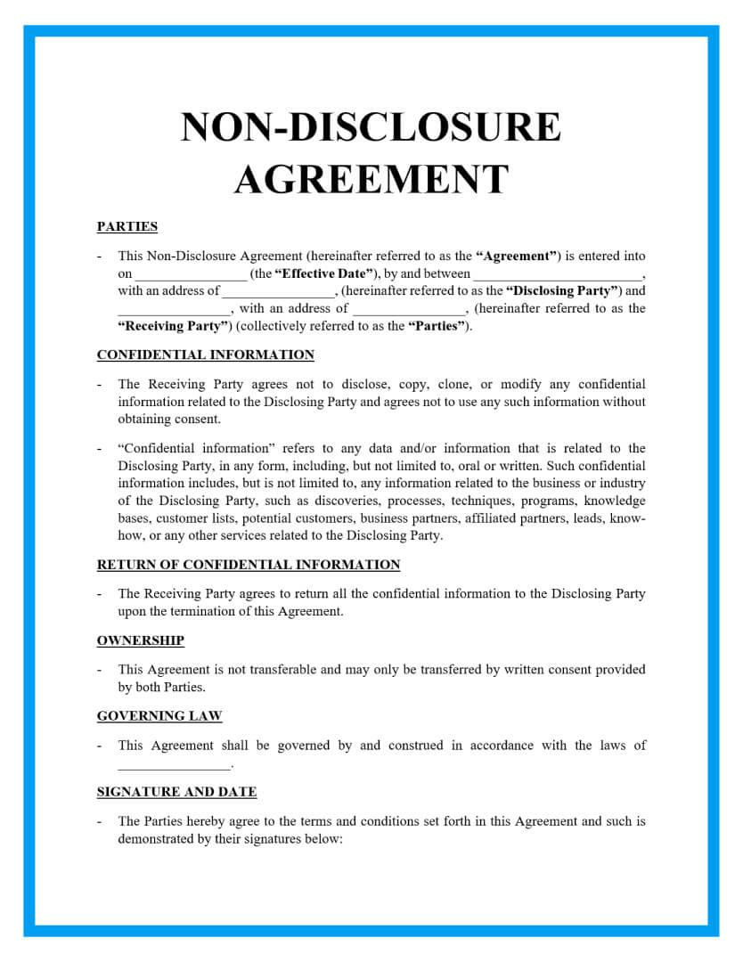 non disclosure agreement template