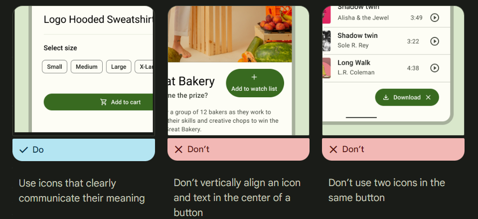 Android Design Guideline examples