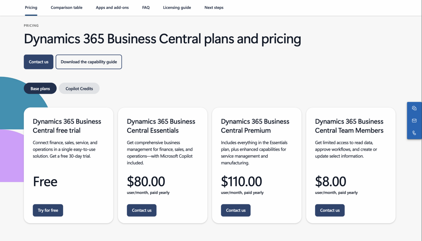 Microsoft Dynamics 365 pricing 2026