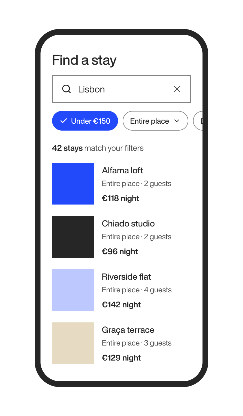 Mobile app search bars