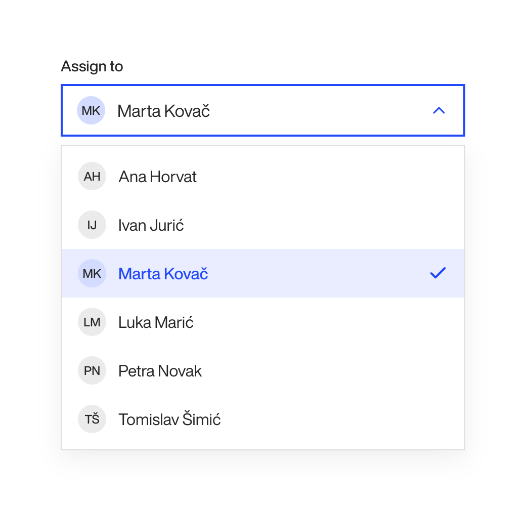 Mobile app dropdown lists