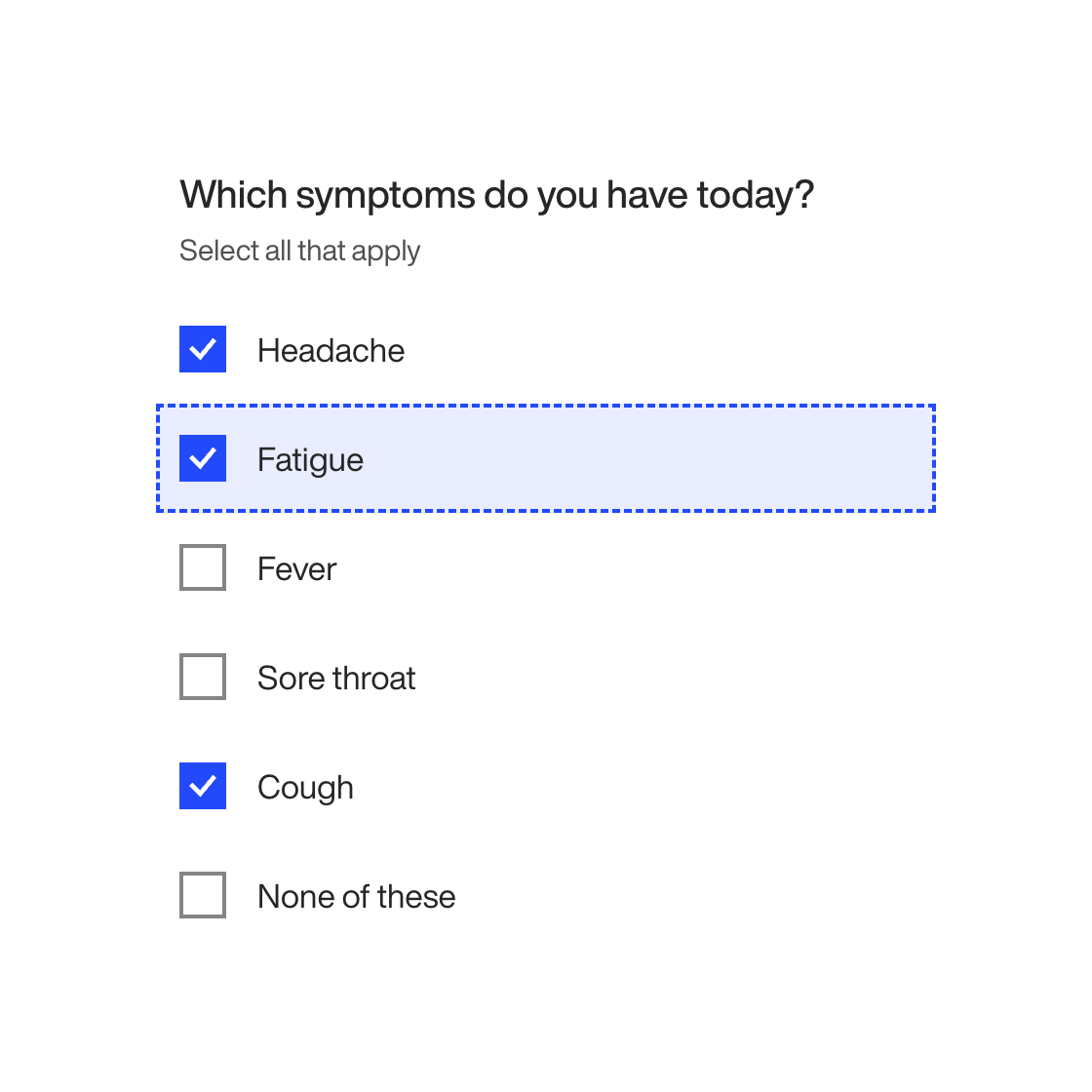Mobile app checkboxes