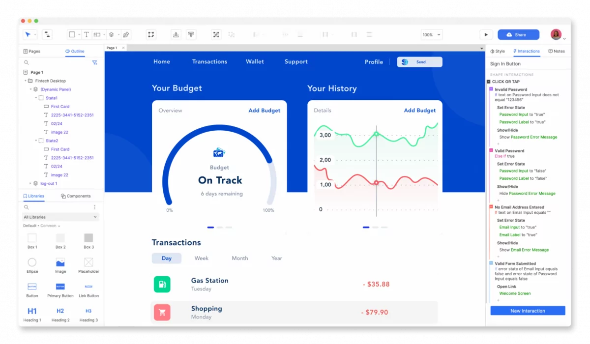Axure RP interface