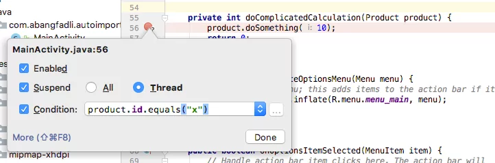 Android Studio breakpoint