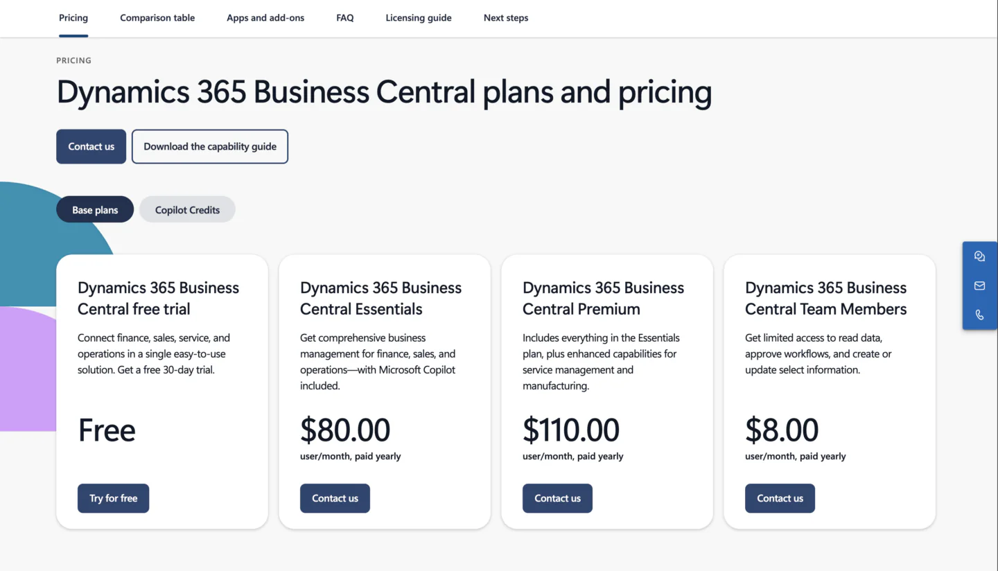 Microsoft Dynamics 365 pricing 2026