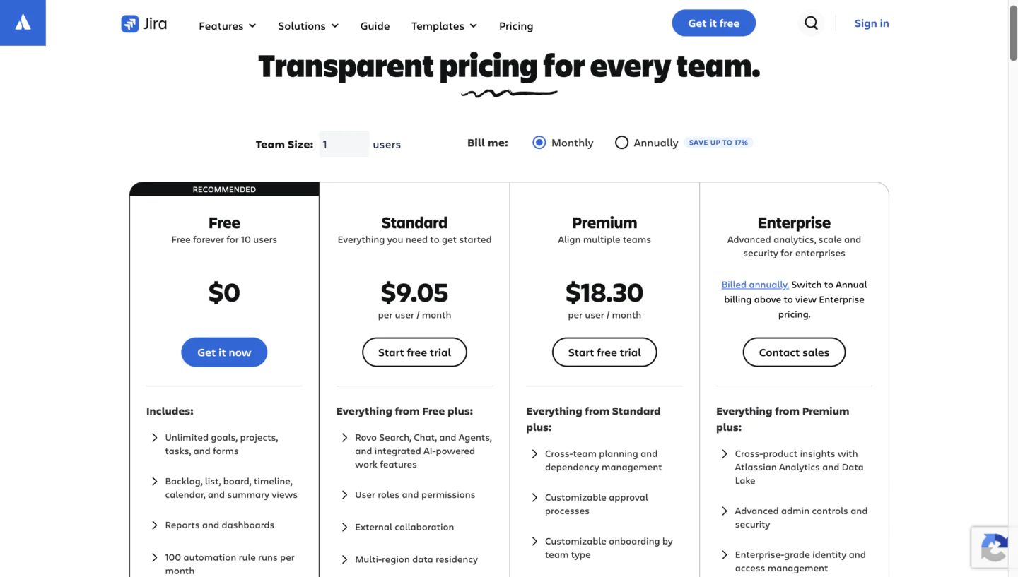 Jira pricing 2026
